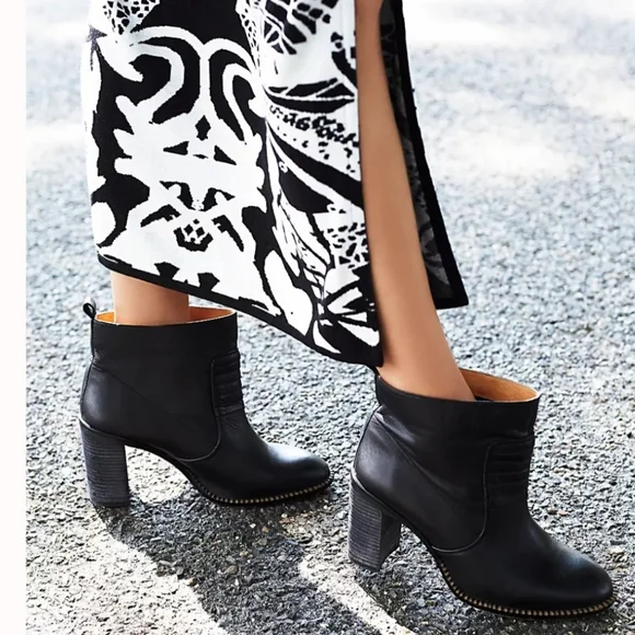 Free People Shoes Free People Mccall Black Leather Heel Boots